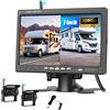 SIXWIN Kit Telecamere Retromarcia Wireless 1080P HD con Monitor 7 Pollici,2 Telecamere per Auto, Camper, Camion | Impermeabile IP68, Visione Notturna, Linee Guida, 12V-36V