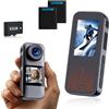 Nvgfelis Action Cam Dotato di scheda di memoria 32GB, doppio schermo Telecamera Moto,Action Cam con batteria ricaricabileda 2 x1350 mAh e set di accessori(grigio nero)