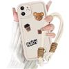 Krdvekm Cover con Cordino per iPhone 11 6,1'', Aesthetic Mädchen Motivo Orsetto di peluche 3D Cute Disegno Bianco Silicone Morbido Custodia Collana Protezione Fotocamera Protettiva Ragazze Case, 03