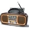 Fantocemea Radio Portatile Vintage FM/AM(MW)/SW, Radiolina Portatile con Bluetooth,Radio Portatile Ricaricabile da 1200 mAh o Pannello Solare più Grande,Supporta TF Card/USB MP3 Player