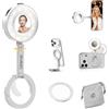 ULANZI ML05 Luce selfie per telefono, Luce ad anello magnetica per selfie con specchio, 9000K CRI≥97, Ring light portatile per smartphone ad angolo completo per viaggi, vlog, foto e video, Bianco