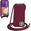WenBaby Cover Compatible con Samsung Galaxy A22 5G,Cellulare Girocollo Custodia con Cordino TPU Corda Silicone Case Bumper per Samsung Galaxy A22 5G Custodia, Rosso