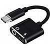 CO2 Adattatore AUX da USB-C a Mini Jack da 3,5 mm con DAC 128 kHz HD, Hi-FI - Cavo audio di alta qualità, nero, compatibile con iPhone 16, 15, Pro, Max, Plus, MacBook, iPad Pro, Samsung (DAC)