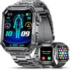ESFOE Smartwatch Uomo, 1.96 Orologio Smartwatch Militare Uomo Fitness con Chiamate Bluetooth Orologio Intelligente 100+ Modalità Sportive/3 Cinturini/400 mAh/5ATM impermeabile Nero Metallizzato