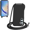 WenBaby Cover Compatible con Samsung Galaxy A55 5G,Cellulare Girocollo Custodia con Cordino TPU Corda Silicone Case Bumper per Samsung Galaxy A55 5G Custodia, Nero