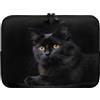 Showudesigns - Custodia per laptop nera con gatto per donne, custodia sottile per laptop da 17 pollici, borsa portatile per accessori per tablet, borsa per notebook, borsa da trasporto nera