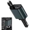 Dongnesi Caricabatteria da auto retrattile da 120 W 4 in 1, ricarica USB r 2 porte veloce Charg e con cavi retrattili USB+tipo C e porte USB/USB-C compatibili con I-Phone Android Samsung Galaxy