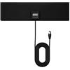August DTA420 Antenna Extra Piatta Autoadesiva - Portatile da Interno/Esterno per TV Digitale HD/Ricevitore - Compatibile UHF - VHF AM/FM/DAB/DVB-T/DVB-T2 MPEG4 (H.264) - Nero