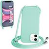 WenBaby Cover Compatible con iPhone 11,Cellulare Girocollo Custodia con Cordino TPU Corda Silicone Case Bumper per iPhone 11 Custodia, Verde menta piperita