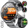 LIGE 1000mAh Smartwatch Uomo Militare, 1.85'' Orologio Smart Watch con Chiamata Bluetooth,100+ Modalità Sportive,Torcia LED Orologio Fitness,Sonno/Cardiofrequenzimetro,IP68 Orologio,Android iOS,Nero