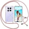 ISOI Cover con Cordino per Xiaomi Redmi Note 14 Pro 4G, Custodia Trasparente con Collana Tracolla Laccio Collo Ultra Sottile Morbido TPU Silicone Antiurto AntiGraffio Case, Rosa