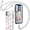 Coalbooliy Custodia con Cordino per iPhone 11 6,1, Aesthetic Summer Collage Fiocco Disegno 2 in 1 Cover con Collana Regolabile Cellulare Girocollo per Femmina Antiurto Protettiva Bumper Case, 04