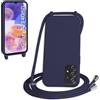 WenBaby Cover Compatible con Samsung Galaxy A23 4G/5G,Cellulare Girocollo Custodia con Cordino TPU Corda Silicone Case Bumper per Samsung Galaxy A23 4G/5G Custodia, Blu navy