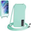 WenBaby Cover Compatible con Samsung Galaxy S21 FE,Cellulare Girocollo Custodia con Cordino TPU Corda Silicone Case Bumper per Samsung Galaxy S21 FE Custodia, Verde menta piperita