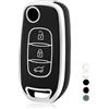 OFF WE GO Cover Chiave Guscio Chiavi per Renault Sandero Logan Stepway Arkana Captur Kadjar Symbol Koleos Megane Clio Custodia Chiave Macchina TPU Copri Chiavi Telecomando Auto Portachiavi, Nero