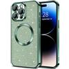 miyonsin Glitter Magnetica Cover per iPhone 13 PRO Max, Anti Graffi Glitter Custodia, Brillantini Sottile Silicone TPU Antiurto Case per iPhone 13 PRO Max, Verde