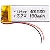 Liter energy battery Batteria 401030 LiPo 3.7V 100mAh 0.37Wh 1S 5C Liter Energy Battery per l'elettronica Ricaricabile Telefono Portatile Video Luce LED GPS - Non adatto per Radiocomando 32x10x4mm (100mAh|401030)