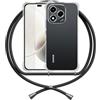 ANFAIRLACE Cover Cordino Compatibile con Honor 400 Lite, Trasparente TPU Morbido Chiaro Silicone Laccio, Nero