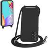 WenBaby Cover Compatible con Samsung Galaxy A52/A52S,Cellulare Girocollo Custodia con Cordino TPU Corda Silicone Case Bumper per Samsung Galaxy A52/A52S Custodia, Nero