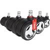 HJH Office 619035 5x rotelle per pavimenti rigidi 11mm / 60mm ROLO GAME rotelle per sedie da gioco non rumorose per pavimenti rigidi, nero/cromo