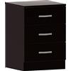 Vida Designs nero cassettiera, 3 cassetti con maniglie in metallo e corridori, sistema unico con guide, camera da letto Riano Storage Furniture
