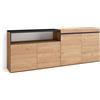 Skraut Home | Credenza, Mobile, Cucina | Madia, mobile ingresso | 200x75x35cm | 4 Porte | grande stoccaggio | Stile moderno | Rovere e nero