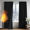 Deconovo Tende per Interni Oscuranti 100% con Retro Nero Completo, Tende Termiche Isolanti con Fettuccia per Camera da Letto e Soggiorno Moderne, 2 Pannelli, 140x260 cm, Nero