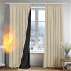Deconovo Tende per Interni Oscuranti 100% con Retro Nero Completo, Tende Termiche Isolanti con Fettuccia per Camera da Letto e Soggiorno Moderne, 2 Pannelli, 140x220 cm, Beige Chiaro