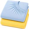 Dudu N Girlie NEXT2ME jersey di cotone lenzuolo con angoli per culla, 51 cm x 85 cm, pezzi, colore: Blu/Giallo