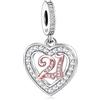 Mon & Sons Charm a forma di cuore in oro rosa per anniversario, compleanno, età 13 18 21 30 40 50 60 70 80, perla pendente in amore, argento Sterling 925, compatibile con bracciale Pandora Charm Moments, Piccolo