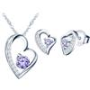 MICSAVI Collana e Orecchini di Cuore Set di Gioielli da Donna Ciondolo con Catenina Cuore in Argento Sterling 925 e Zirconia cubica