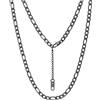 Bandmax Figaro Collana Uomo Catenina Argento, 4 mm Catena Collana Uomo Acciaio, Catenina Uomo Lunghezza da 76 cm, Nera Catena Gioielli Uomo Donna