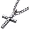 Sllaiss Collana Uomo Argento 925 con Croce Gesù e Catena Acciaio Inox 316L per Ragazzo Pendente Piccolo Minimalista Sottile Argento Crocifisso Collane Uomini Senza Nichel 18 Pollici