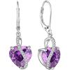 YL Orecchini Cuore in argento 925 con Orecchini ametista con pietra di nascita di febbraio per donna