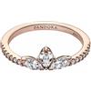 PANDORA Timeless Anello Herbarium Cluster placcato in oro rosa 14 k con zirconi cubici trasparenti, 60
