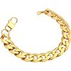 ChainsPro Bracciale Uomo in Acciaio Inossidabile, 13MM Bracciale Uomo Oro Lunga 19cm, Bracciale Cubano Uomo a Miami, Bracciale Ragazzo Maschio Hiphop, Idee Regalo