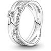 PANDORA Timeless Anello, in argento Sterling a tripla fascia con zirconia cubica trasparente, 54