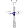 YL Collana Croce Ala d'Angelo 925 Argento Pietra portafortuna Dicembre Tanzanite Ciondolo Angelo Custode per Donna,Catena 45+3CM