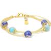 Sospiri Venezia Bracciale Donna Vetro Murano con Perle | Confortevole ed Elegante | Idea Regalo con Scatola Inclusa e Certificato | Per Mamma, Fidanzata, Amica (Oro Blu-Azzurro)