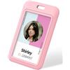 Uniclife Porta Badge Scorrevole Verticale in Plastica Rigida con Finestra Trasparente Custodia Protettiva Rosa Portabadge per Ufficio e Scuola Carte d'Identità e Carte di Credito, 1 confezioni