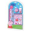 SRV Hub Pepa Pig - Set di cancelleria per bambini, 5 pezzi, quaderno A5, gomma, matita, righello, temperamatite, forniture per il ritorno a scuola, regali per ragazze dai 3 anni in su