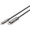 Digitus Cavo adattatore da USB-C a HDMI AOC in fibra, HDMI 2.0, Displayport 1.2, 4k/60Hz, DP Alt-Mode, Plug&Play, 20m, nero