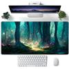 CYZFF Tappetino da scrivania con foresta blu verde, tappetino per mouse, grande tappetino da scrivania, per computer portatile tappetino per mouse da gioco XXL, 80 x 40 cm, tappetino da scrivania carino,