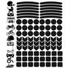 Biomar Labs® Set di 84 Adesivi in PVC ad Alta visibilità Riflettente visibilità Notturna Adesivi Kit per Bicicletta, Casco, Passeggino, Giocattoli, caravana, Rotolo, Barca, Nero D 51