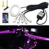 DISCORAMA LUCI LED PER AUTO CON COMANDO APP IN FIBRA OTTICA, LUCI LED 6 METRI RGB CON COMANDO MUSICALE 12V, LUCI AMBIENTALI PER AUTO