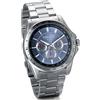 JewelryWe Orologio design New Golden Cavaliere, Business Casual Orologio elegante, 3 Occhi decorativi, Quadrante nero/blu attraente, Orologi da uomo cinturino colore Argento (Blu)