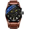 JewelryWe Orologio al quarzo da Polso,Orologio Punk Militare da Uomo, con Calentario,cinturino in Cuoio,Regalo per Uomini
