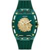 Guess Orologio da polso uomo Phoenix, cinturino in silicone verde, vetro minerale, quadrante verde, 5 bar, diametro cassa: 42 mm, GW0959G2