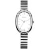 Silverora Orologi da donna in acciaio inox, ovali: 3 ATM, impermeabile, sottile, analogico, al quarzo, regolabile, cinturino in acciaio inox, con scala a travi, regali per le donne, argento, Bracciale