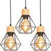 TOKIUS Lampada a Sospensione E27 Industriale Plafoniera Retro in Metallo e Legno Ø160mm Lampada da soffitto design per Cucina Salotto